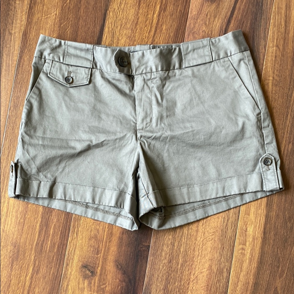 Banana Republic Martin Fit Cuffed Cotton Shorts Dark Taupe